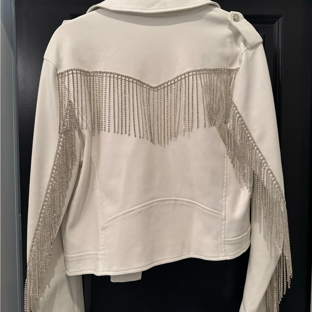 Buddy Love White Fringe Leather Jacket - Picture 3 of 4
